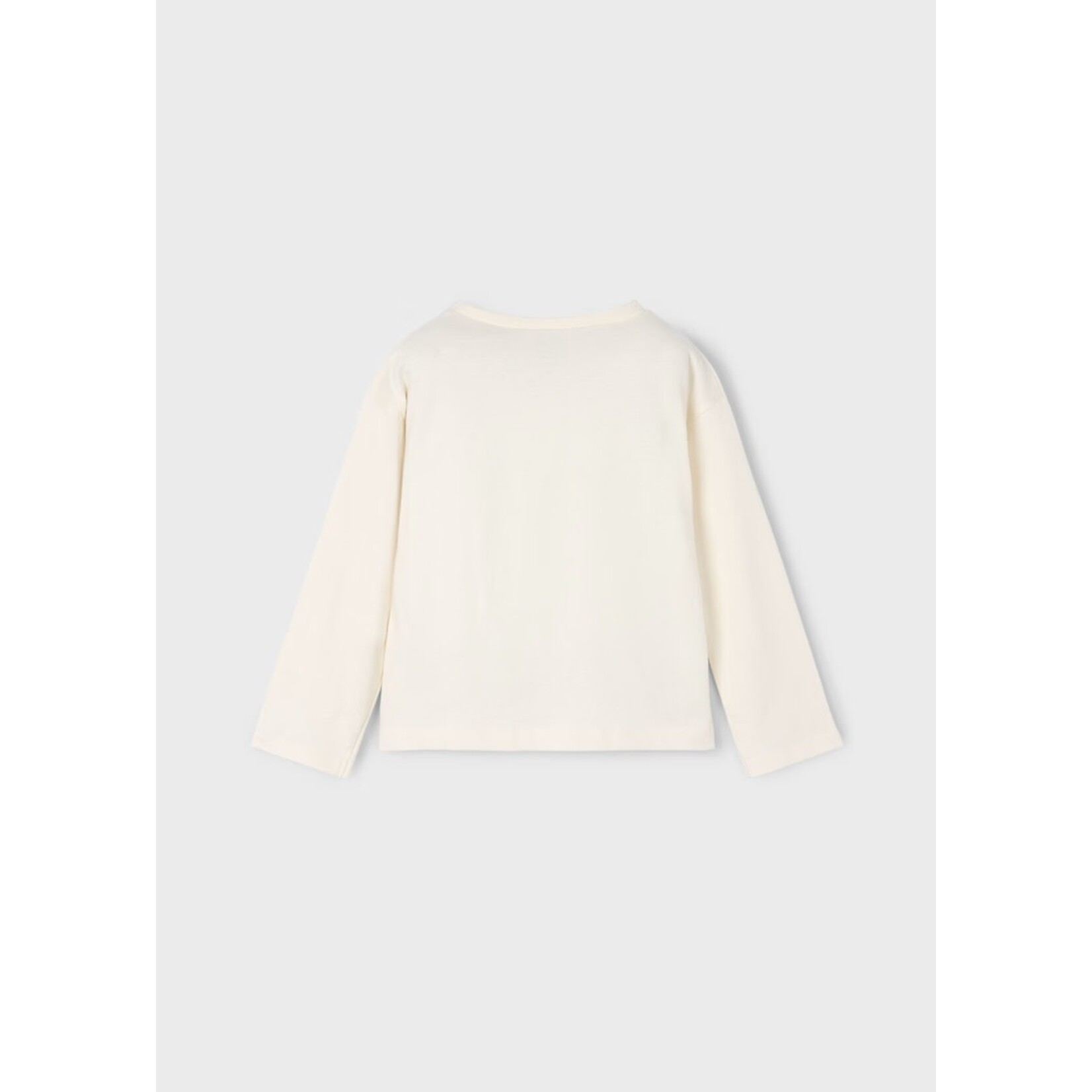 Mayoral MAYORAL - Cream white long sleeve t-shirt with flower embroidery pocket