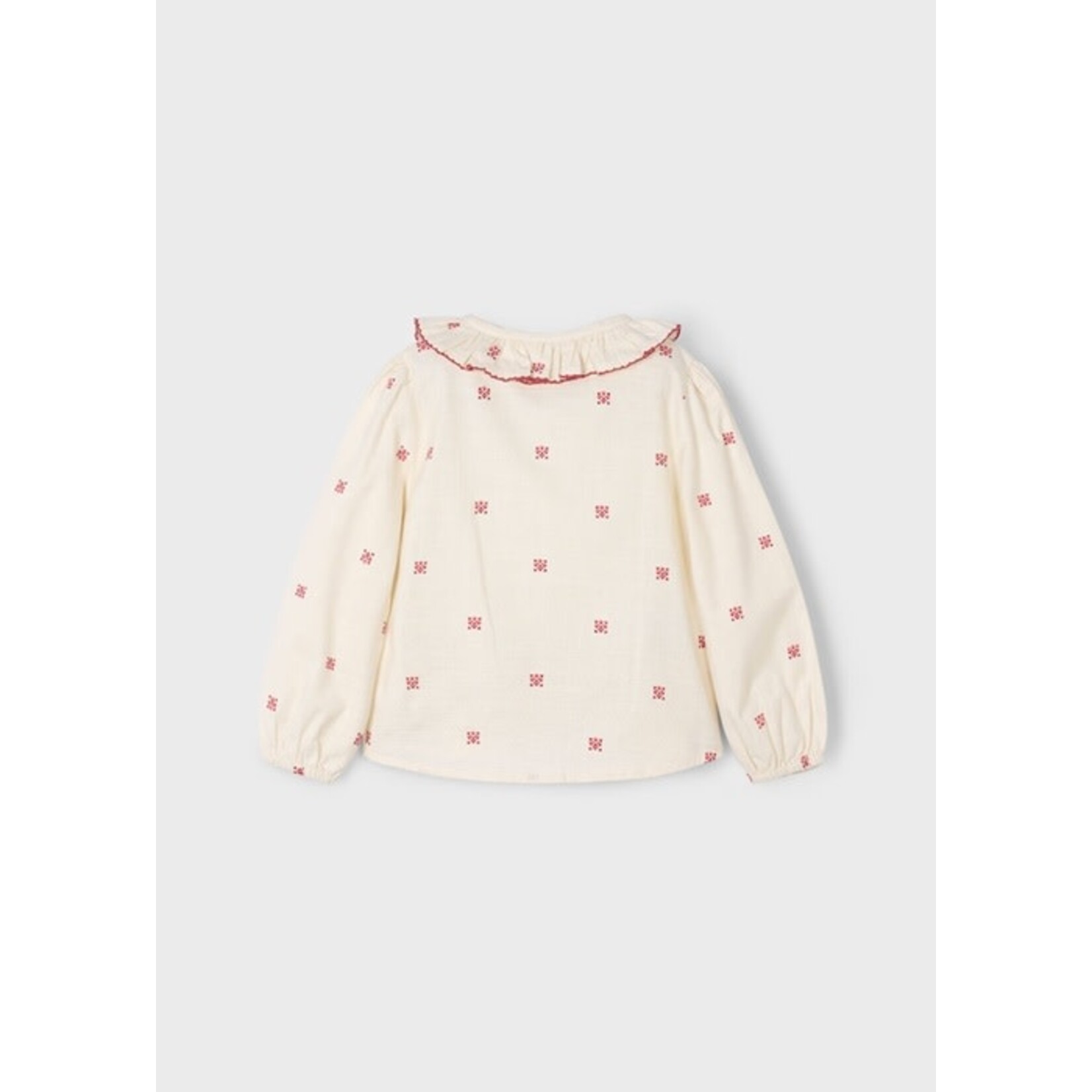 Mayoral MAYORAL - Cream-white blouse with Peter Pan collar and small red patterns