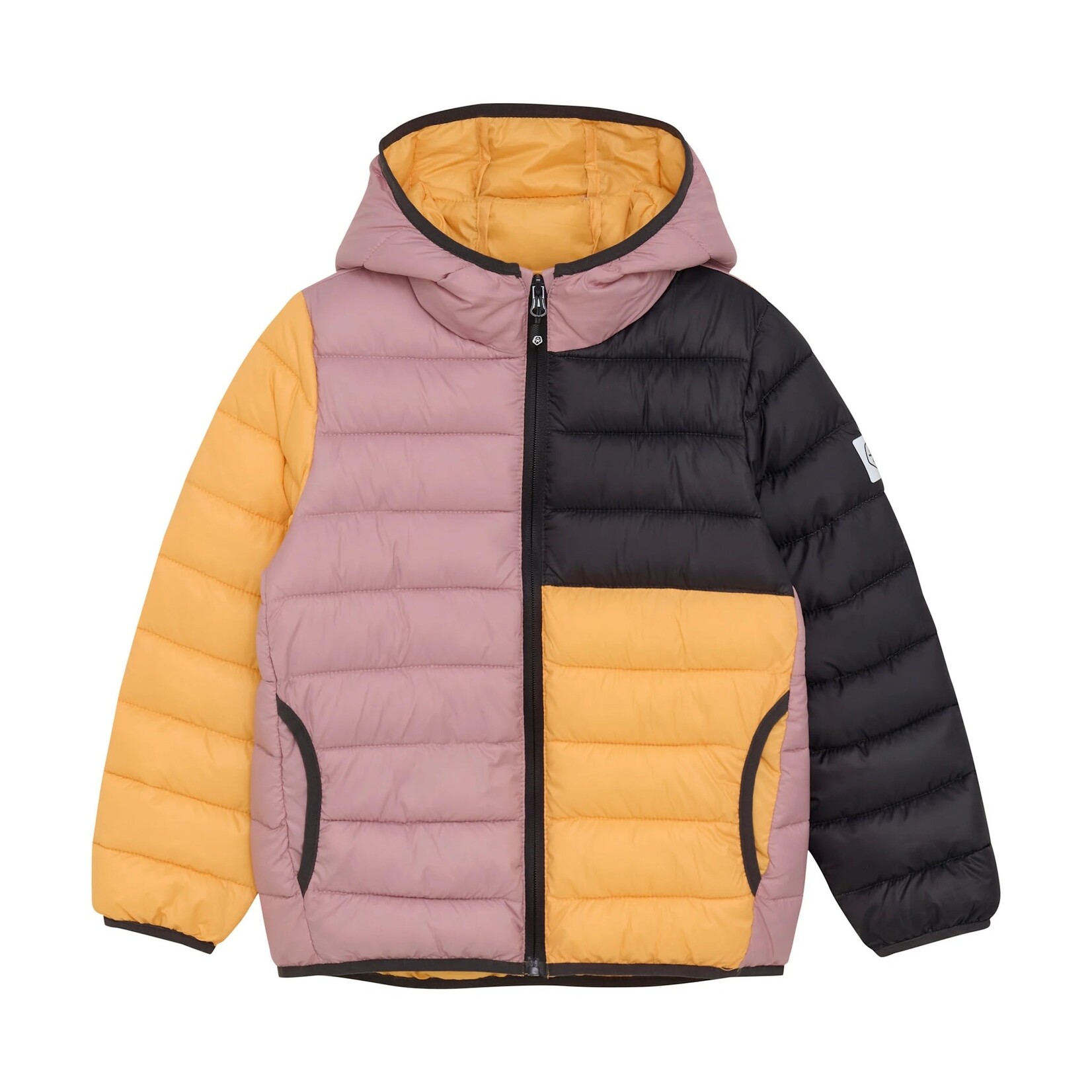 Color Kids COLOR KIDS - Manteau matelassé mi-saison en colorblock rose, noir et orange