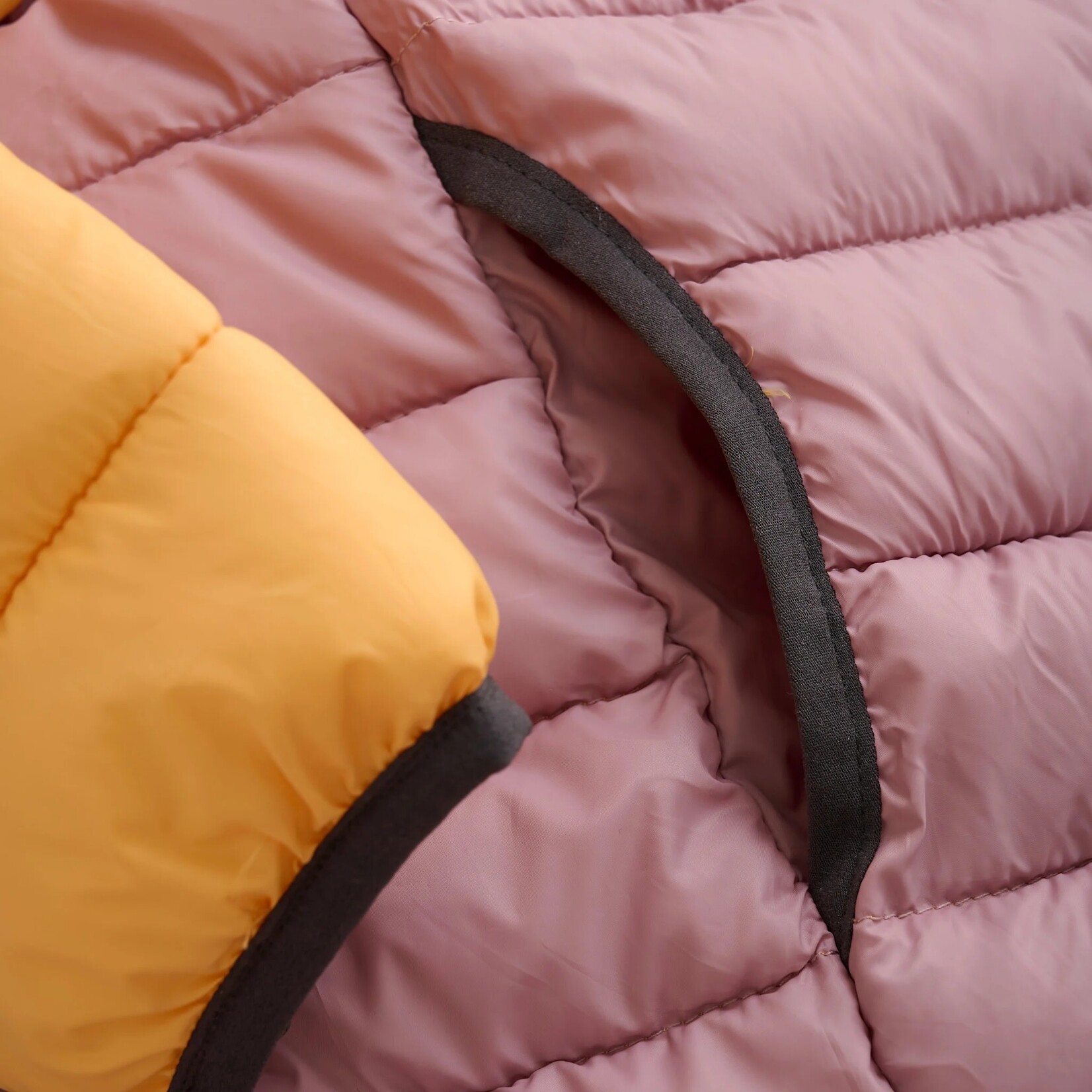 Color Kids COLOR KIDS - Mid-season quilted coat in pink, black and orange colorblock