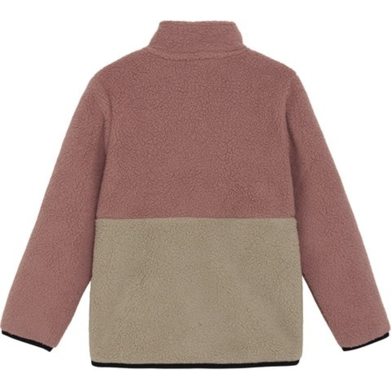 Color Kids COLOR KIDS - Manteau en sherpa mi-saison en colorblock rose, noir et beige