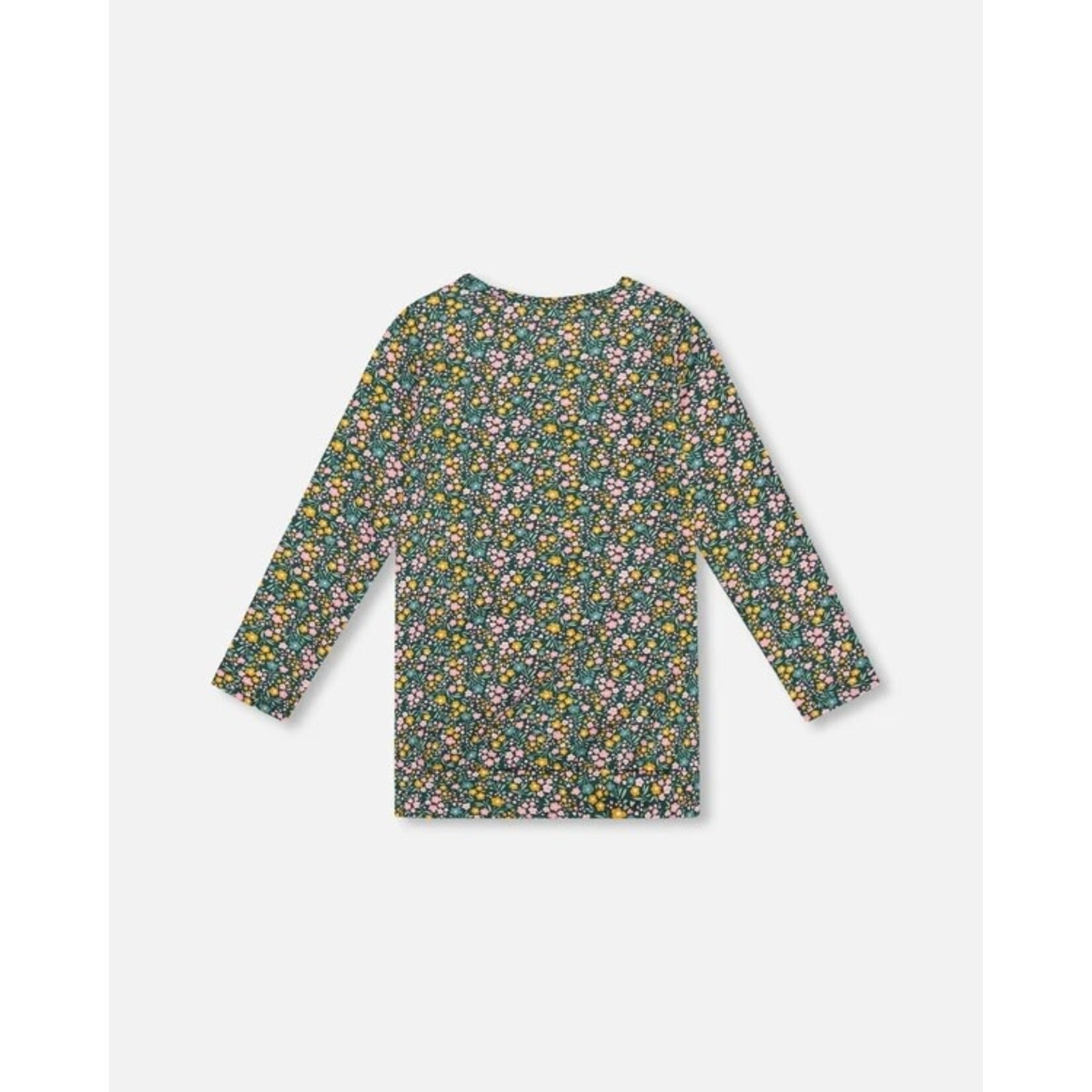 Deux par Deux DEUX PAR DEUX - Green jersey tunic with flower print 'Colchicums in the meadows'