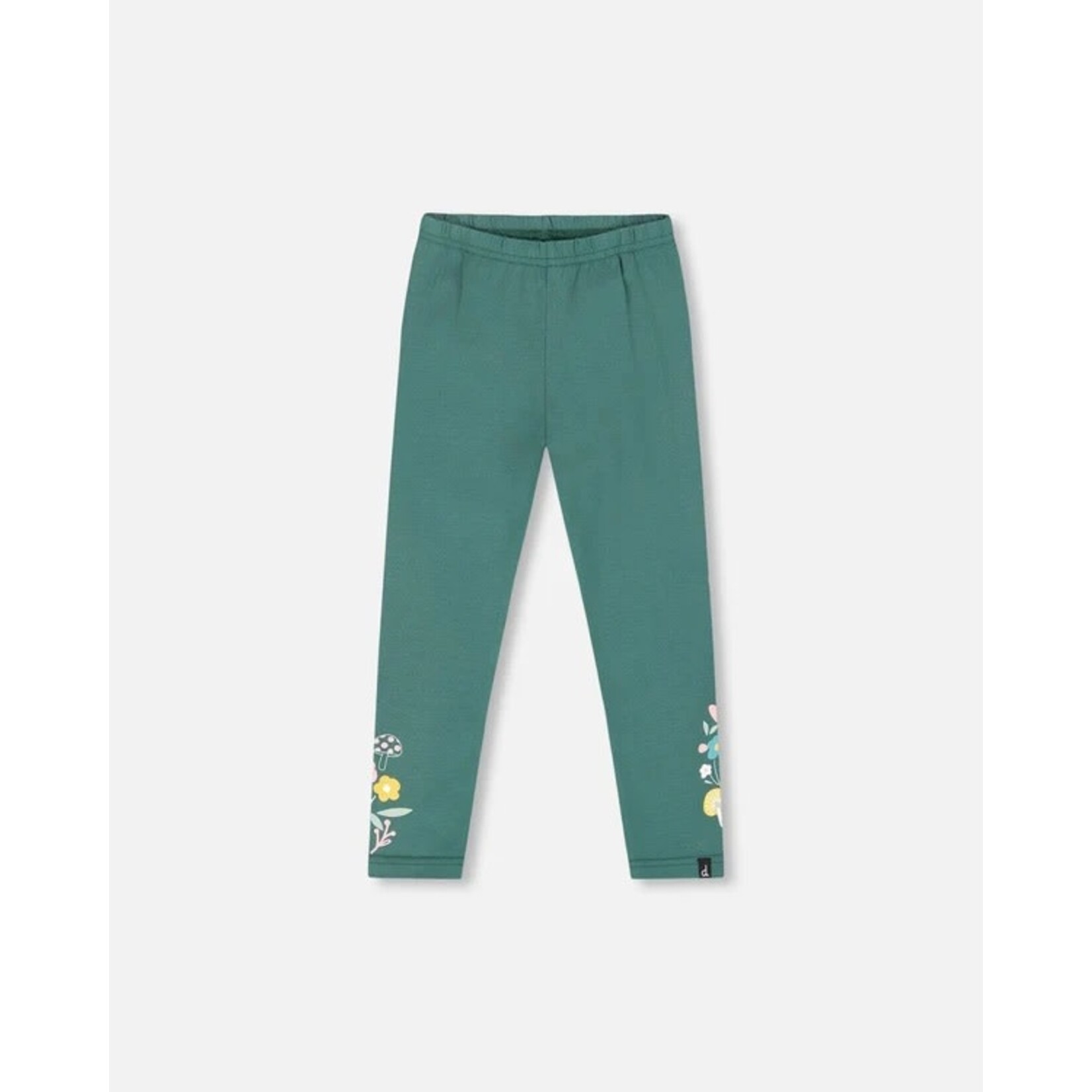 Deux par Deux DEUX PAR DEUX- Dark green leggings with flower print 'Colchicums in the meadows'