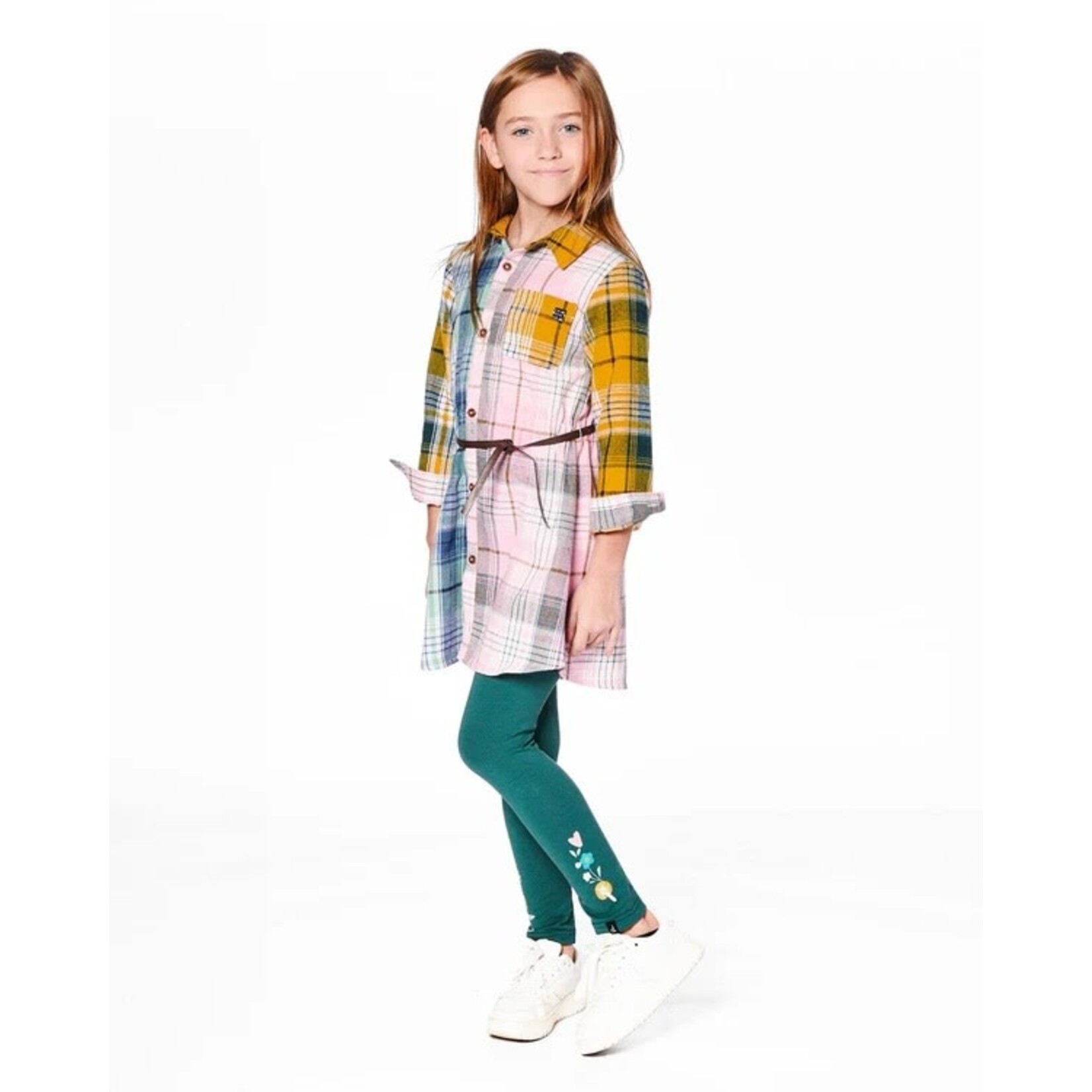 Deux par Deux DEUX PAR DEUX- Dark green leggings with flower print 'Colchicums in the meadows'