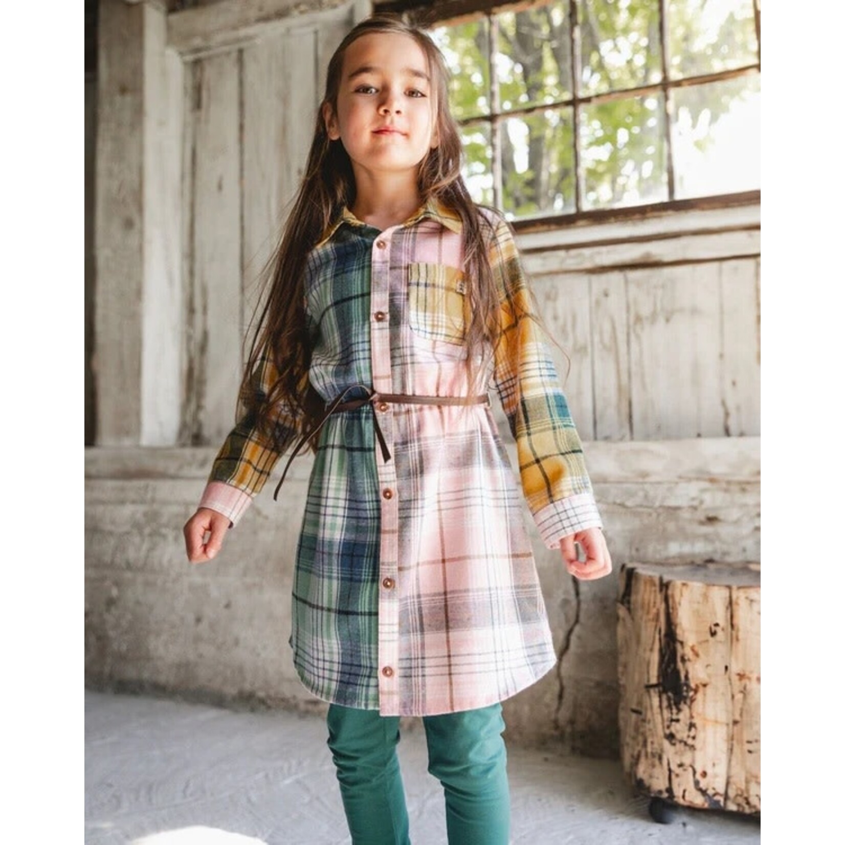 Deux par Deux DEUX PAR DEUX- Dark green leggings with flower print 'Colchicums in the meadows'