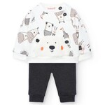 Boboli BOBOLI - Ensemble bébé tricot blanc et pantalon gris foncé