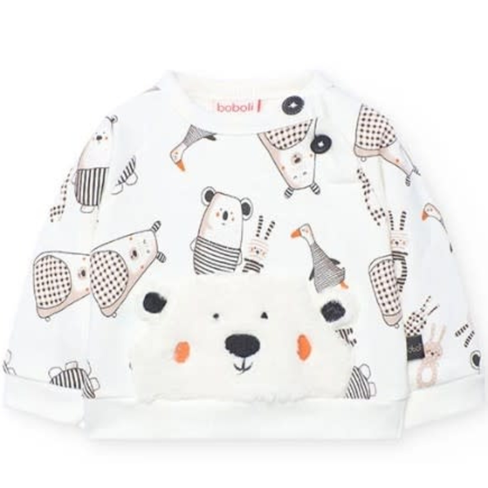 Boboli BOBOLI - White knitted baby set and dark gray pants