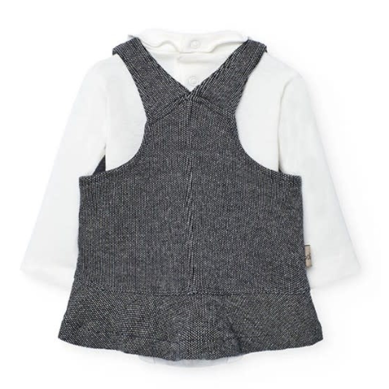 Boboli BOBOLI - Ensemble bébé en maille grise salopette animaux et cache-couche blanc