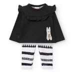 Boboli BOBOLI - Baby set: dark gray long-sleeved knitted sweater and leggings