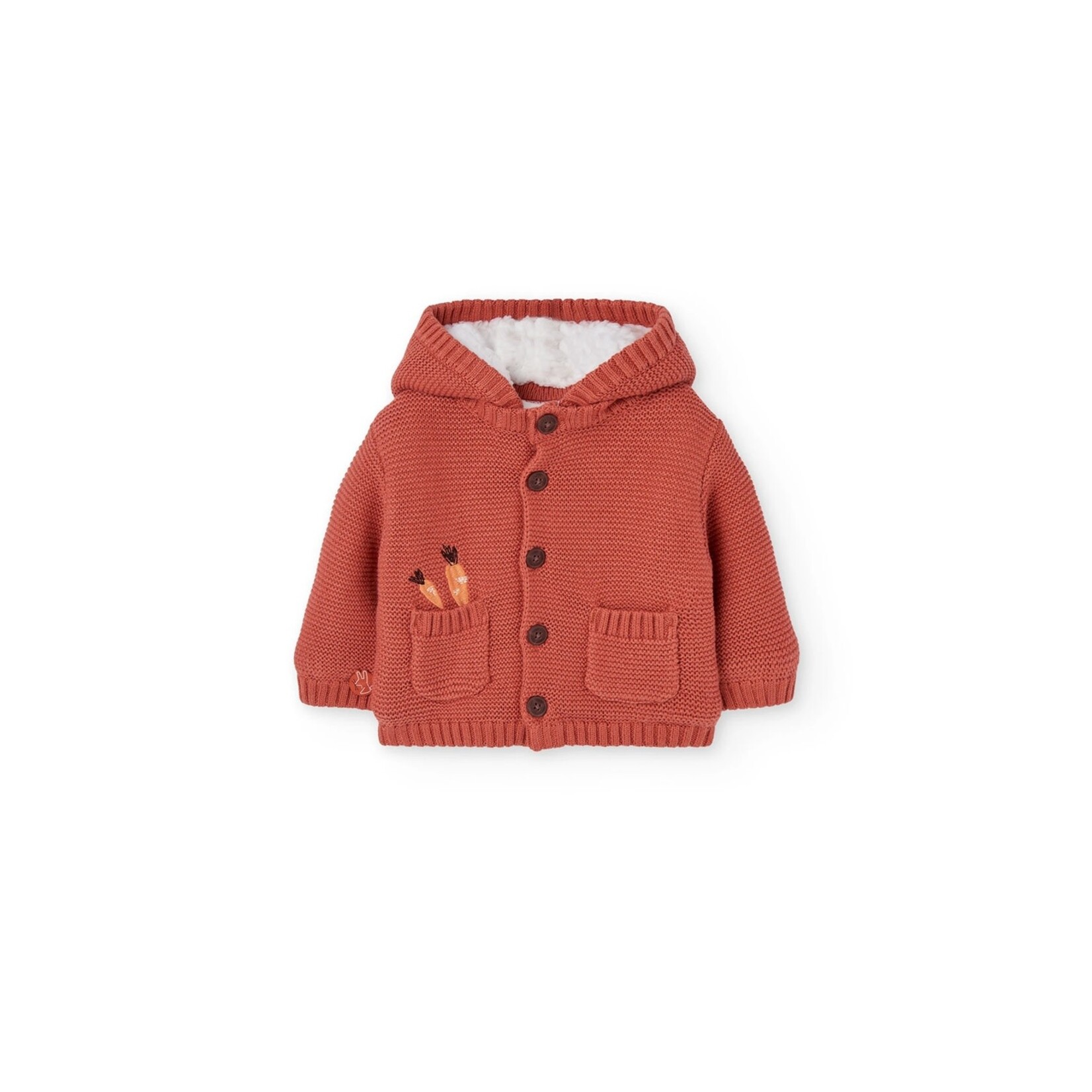 Boboli BOBOLI - Orange knitted jacket with detachable hood
