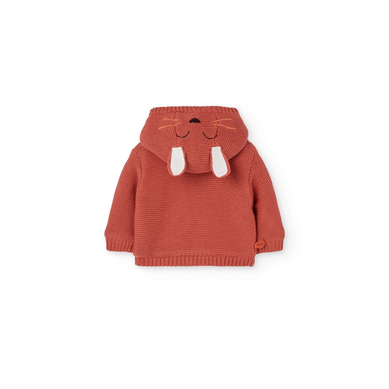 Boboli BOBOLI - Veste orange en tricot avec capuche détachable