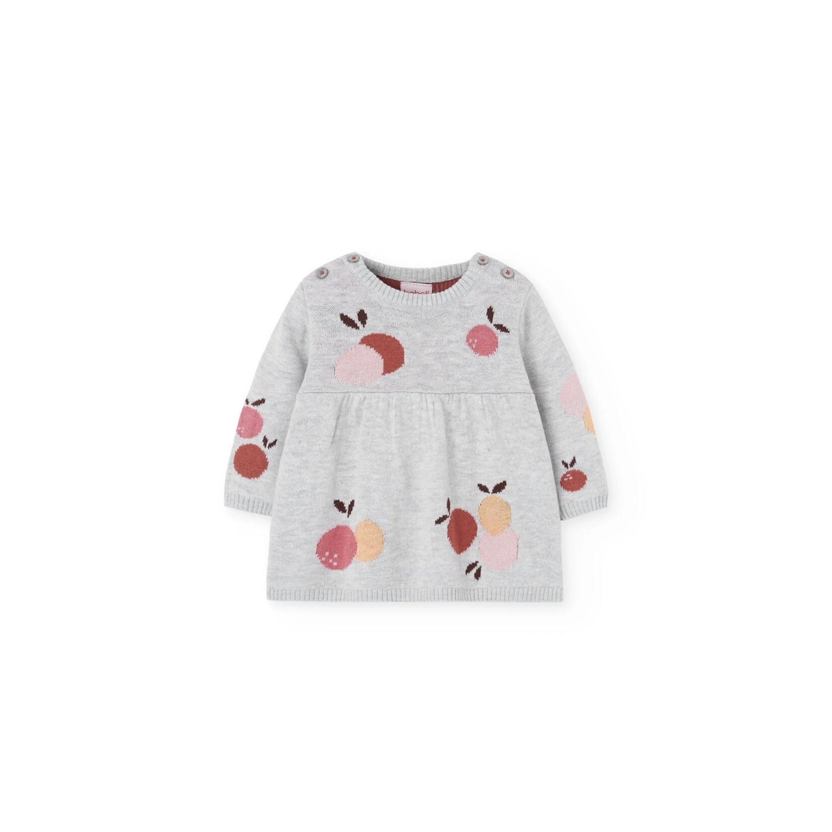 Boboli  BOBOLI - Robe en tricot gris pâle avec motifs d'oranges colorées
