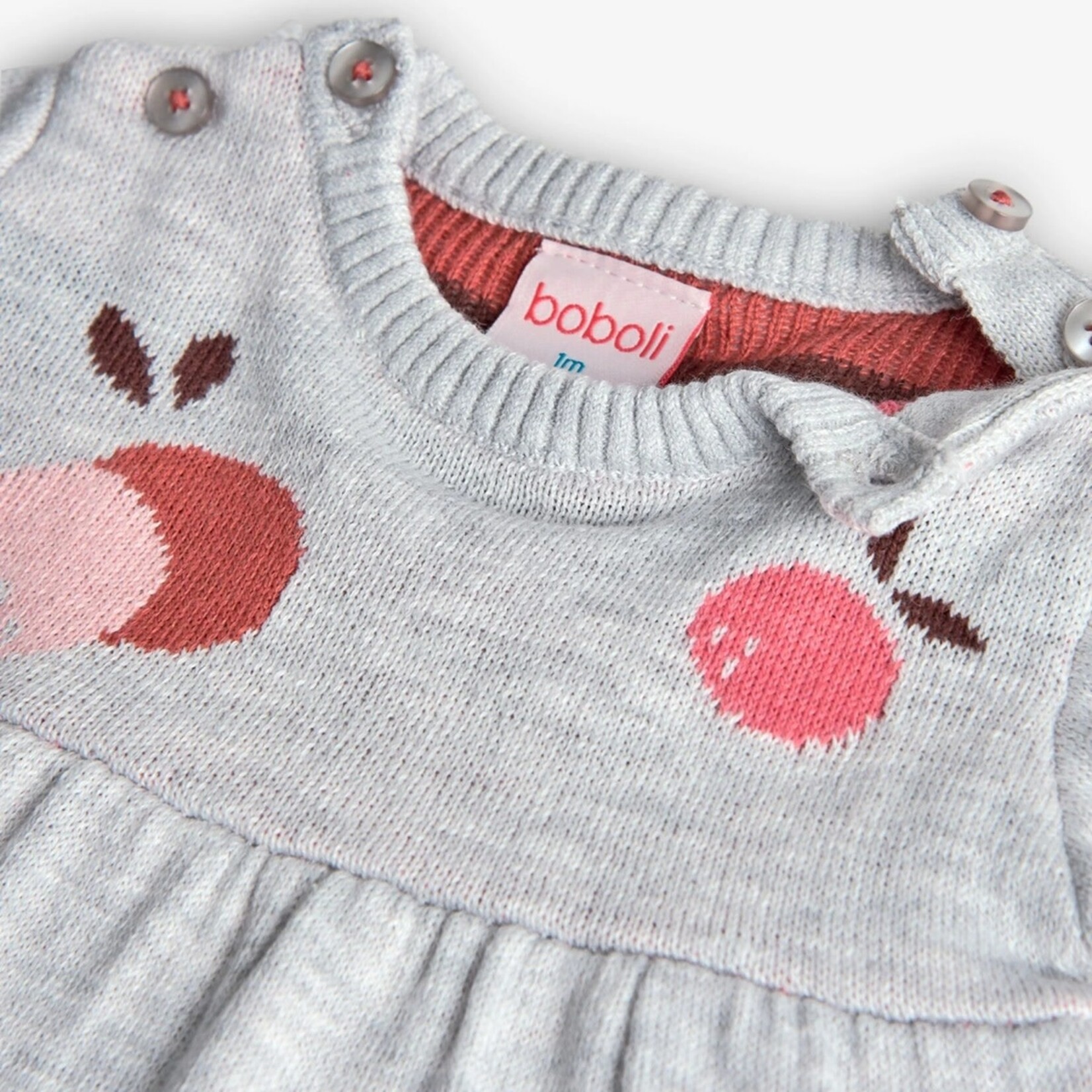 Boboli  BOBOLI - Robe en tricot gris pâle avec motifs d'oranges colorées