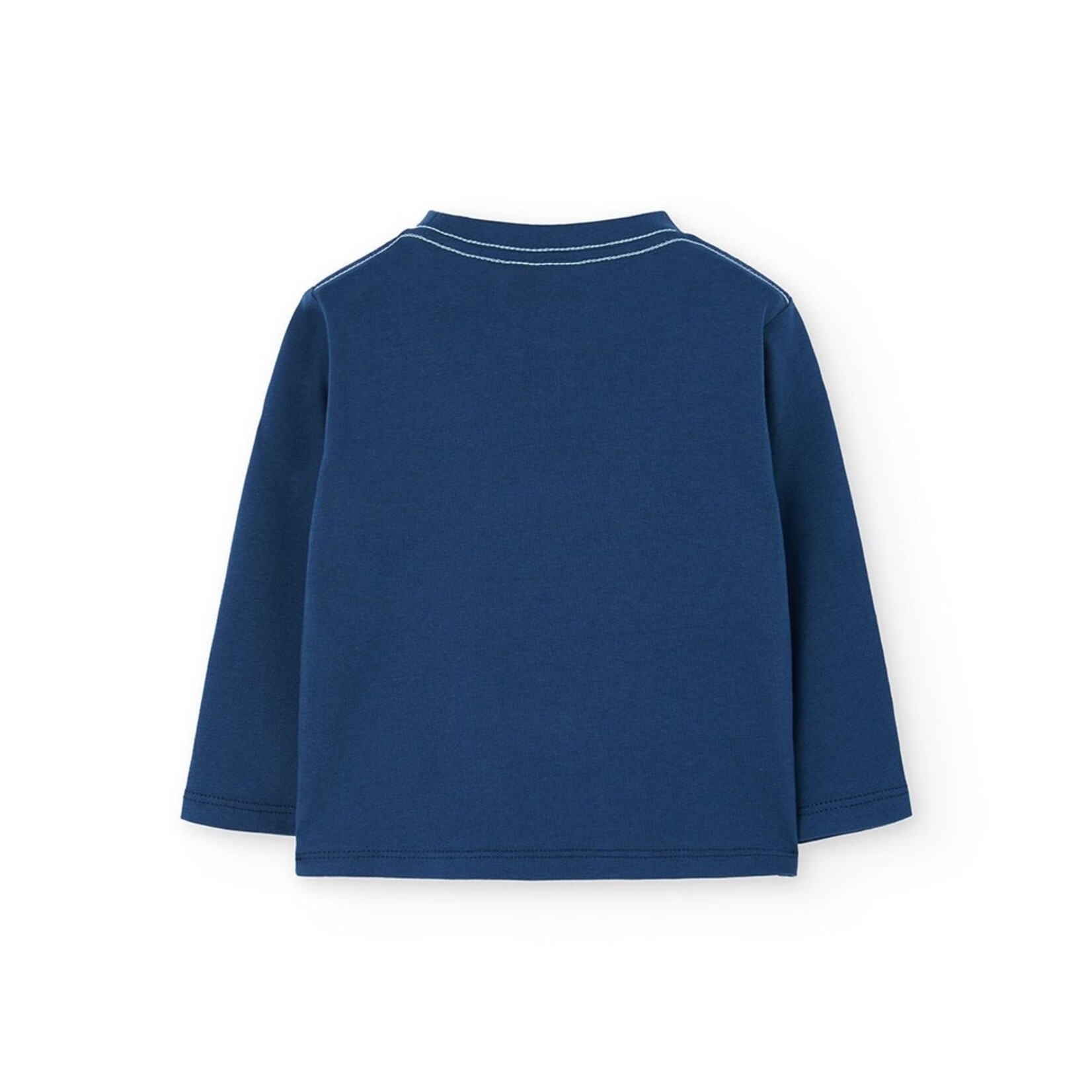 Boboli BOBOLI - Blue Knit Long Sleeved T-Shirt with Cable Car Print