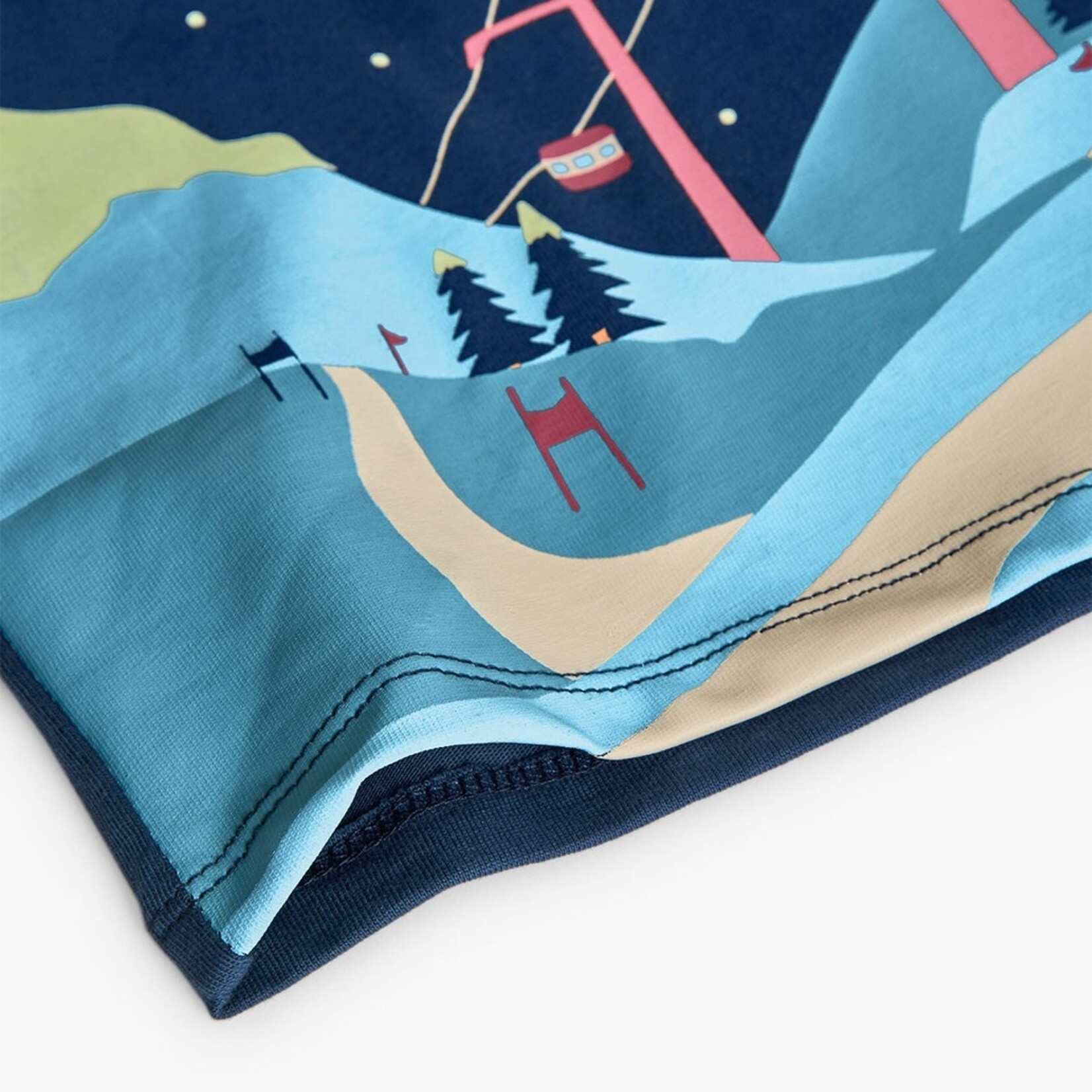 Boboli BOBOLI - Blue Knit Long Sleeved T-Shirt with Cable Car Print