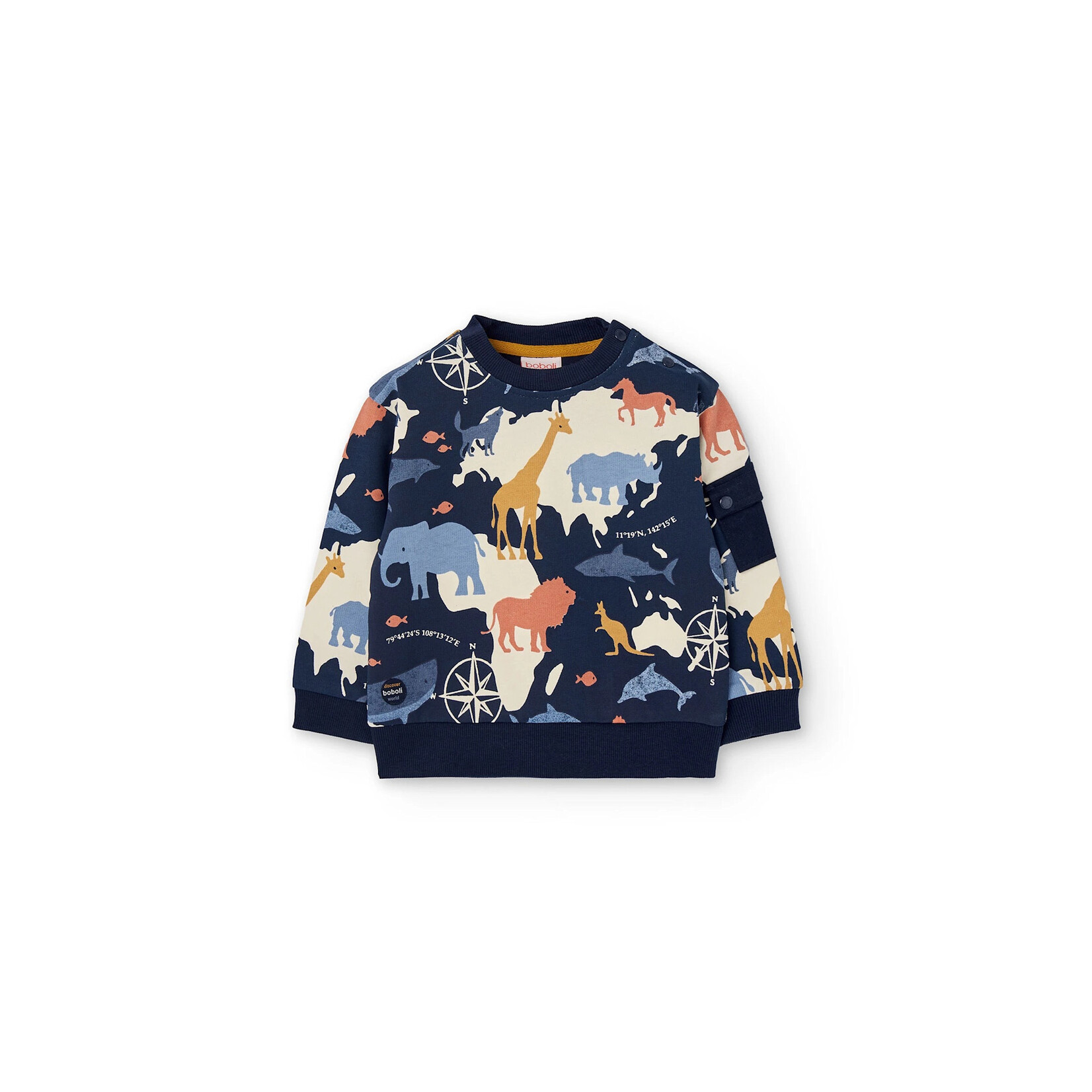Boboli BOBOLI - Long Sleeved Navy Sweatshirt with Animal Print