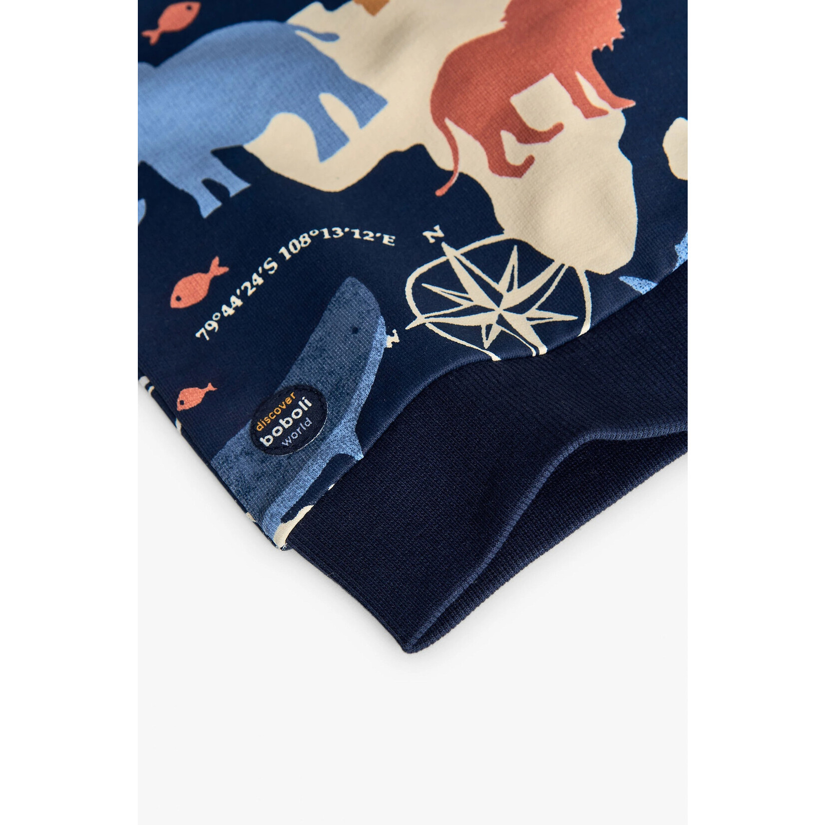 Boboli BOBOLI - Long Sleeved Navy Sweatshirt with Animal Print