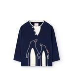 Boboli BOBOLI - T-shirt en à manches longues bleu marin avec imprimé de pingouins