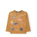 Boboli BOBOLI - T-shirt en à manches longues ocre avec animaux