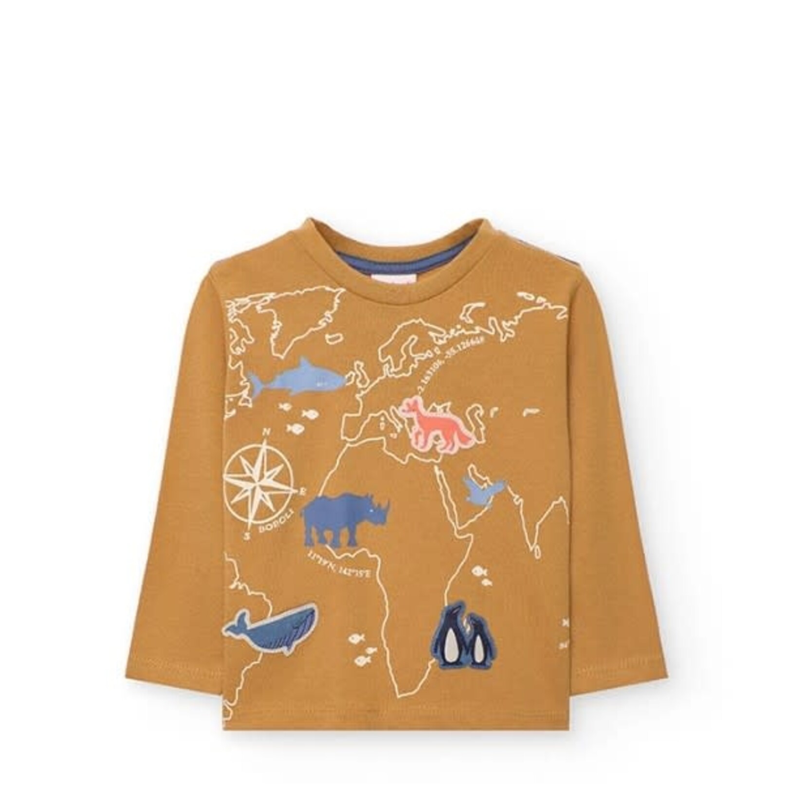 Boboli BOBOLI - Ochre Long Sleeved T-Shirt with Animals