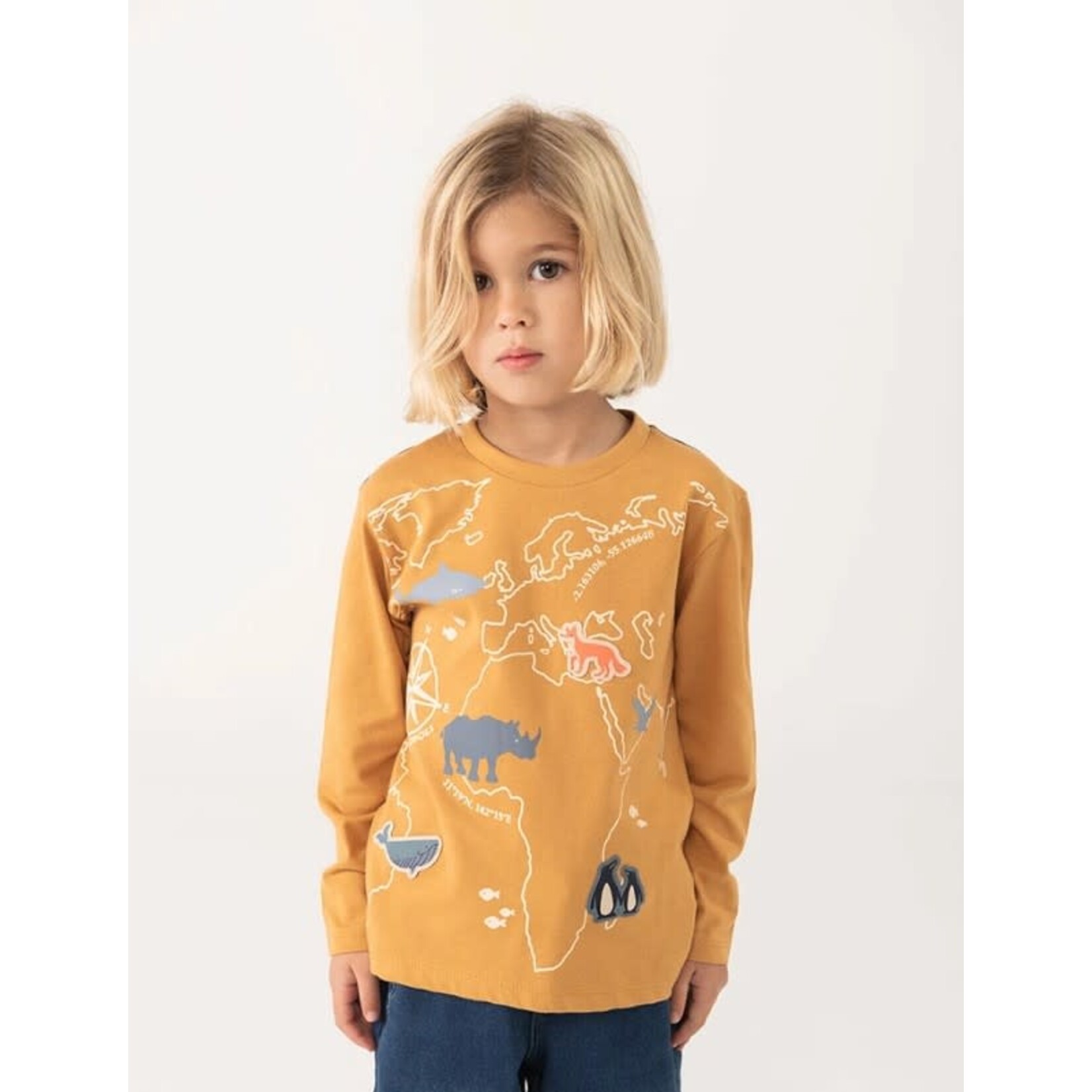 Boboli BOBOLI - Ochre Long Sleeved T-Shirt with Animals