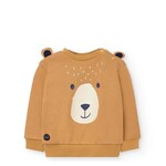 Boboli BOBOLI - T-shirt en à manches longues en molleton jaune moutarde avec dessin et oreilles d'ours