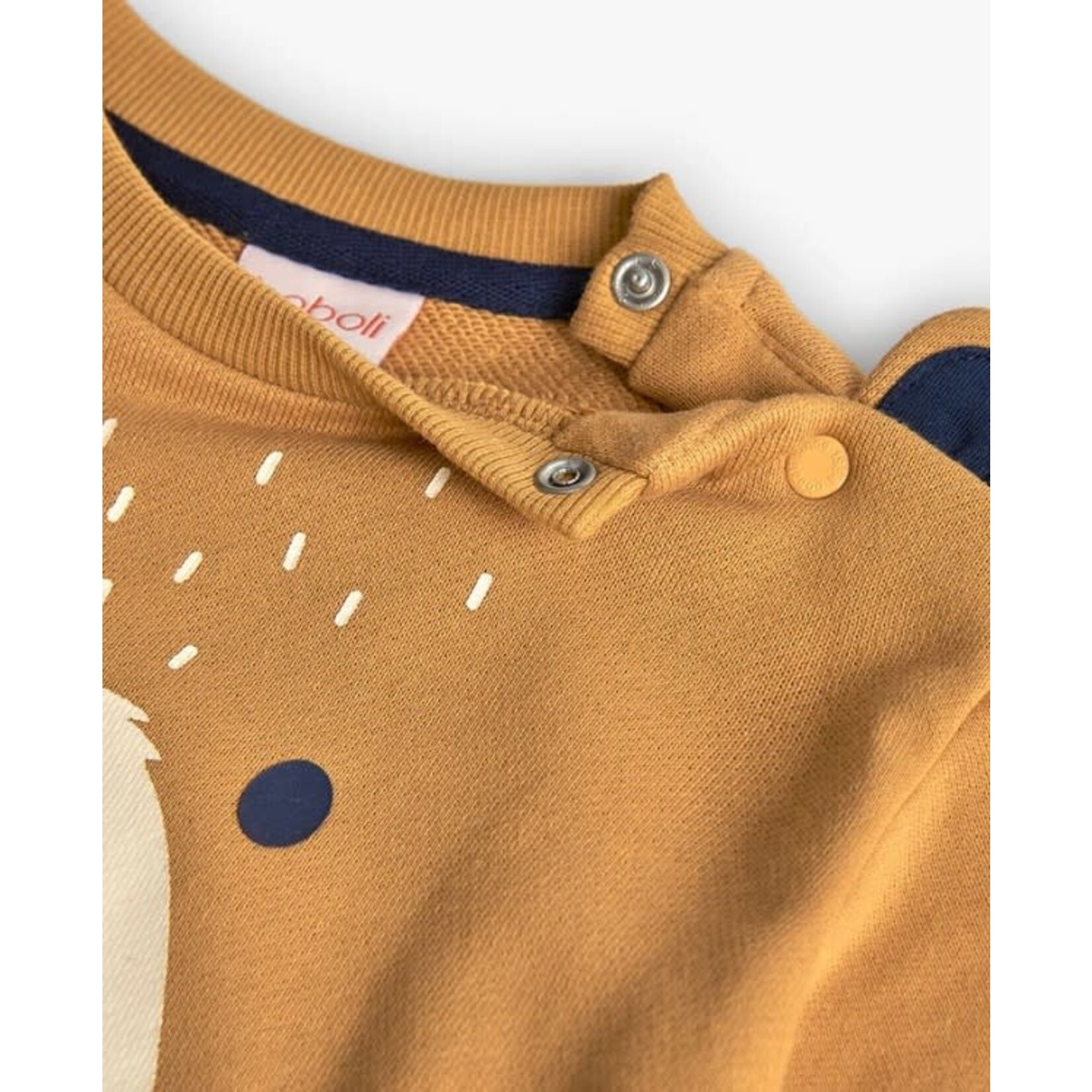 Boboli BOBOLI - T-shirt en à manches longues en molleton jaune moutarde avec dessin et oreilles d'ours