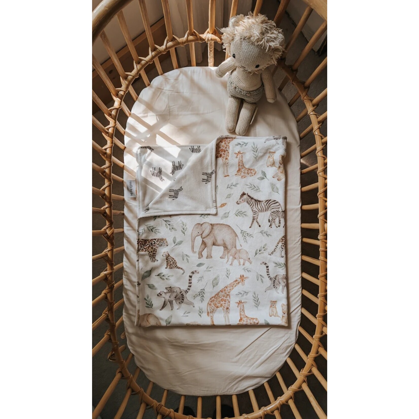 Veille sur toi VEILLE SUR TOI - Reversible Minky Mini Blanket - Savannah