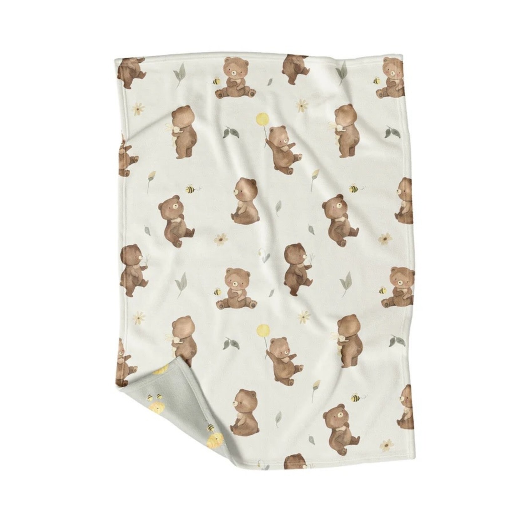 Veille sur toi VEILLE SUR TOI - Mini-couverture réversible de minky - Petit Ourson