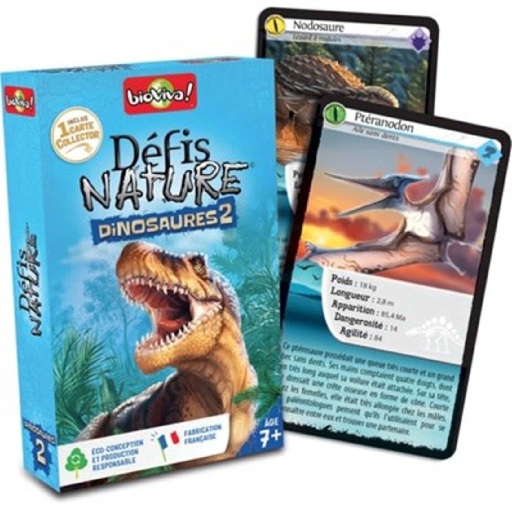 BioViva BIOVIVA- Jeu de cartes 'Défi-Nature - Dinosaures 2 BLEU'