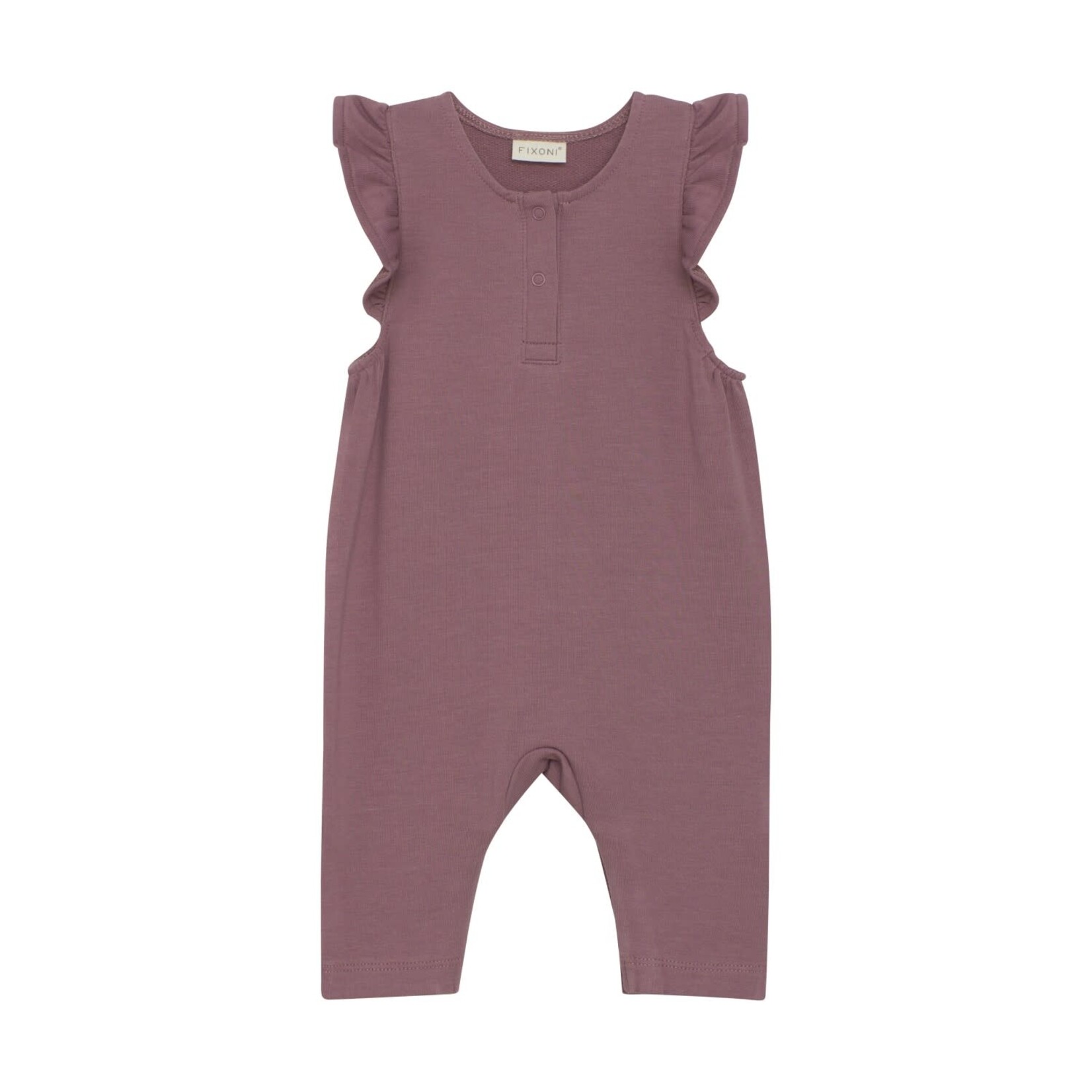 Fixoni FIXONI - Two-Piece Set with Light Purple Floral Bodysuit and Dark Purple Overalls