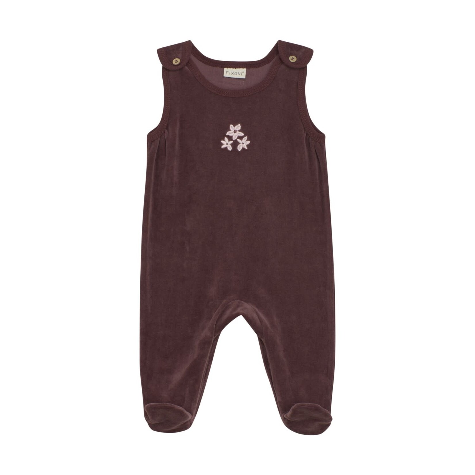 Fixoni FIXONI - Two-Piece Set with Light Pink Bodysuit and Dark Purple Velvet Overalls