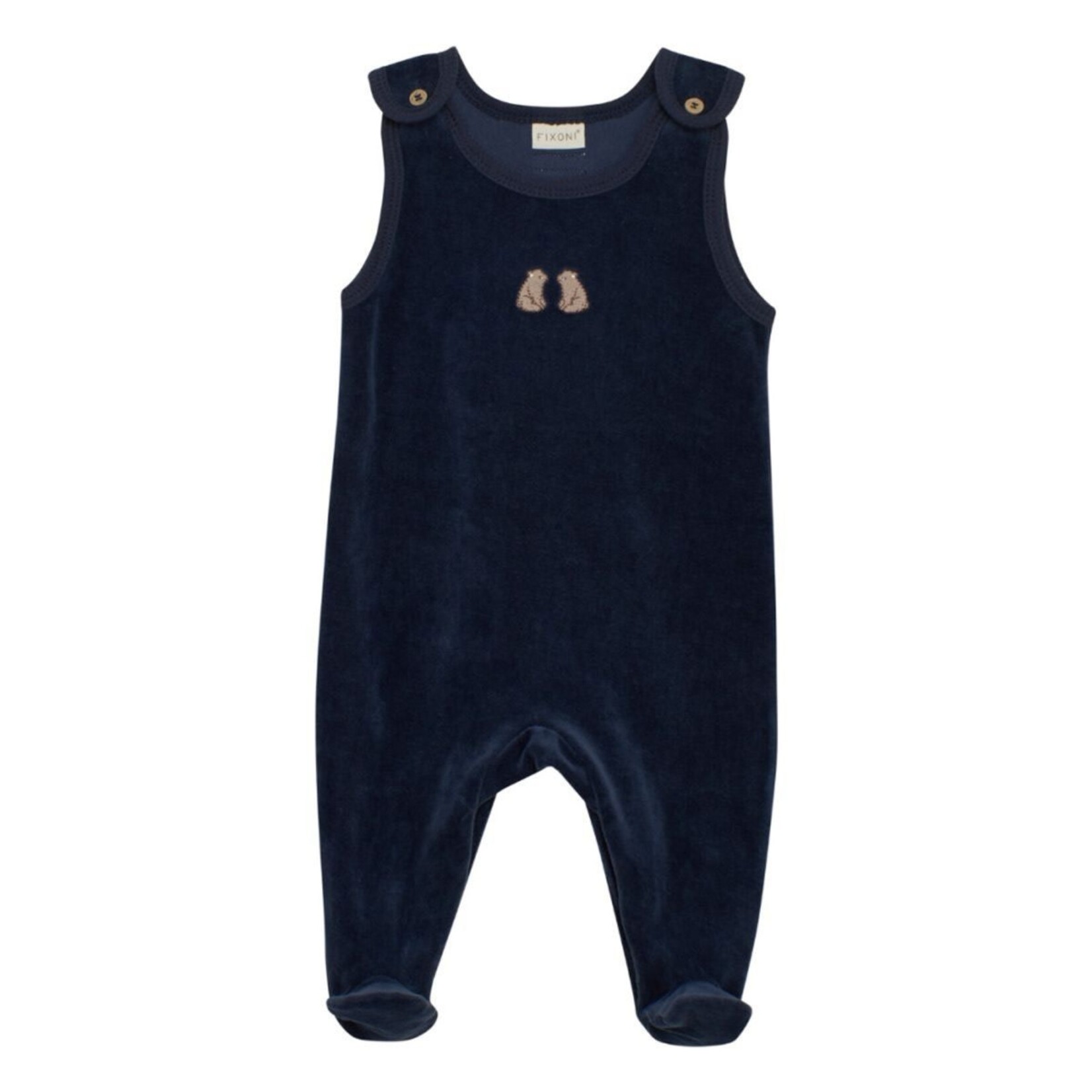 Fixoni FIXONI - Two-Piece Set with Light Blue Bodysuit and Dark Blue Velvet Overalls
