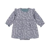 Fixoni FIXONI - Mauve ruffled floral dress with built-in diaper cover