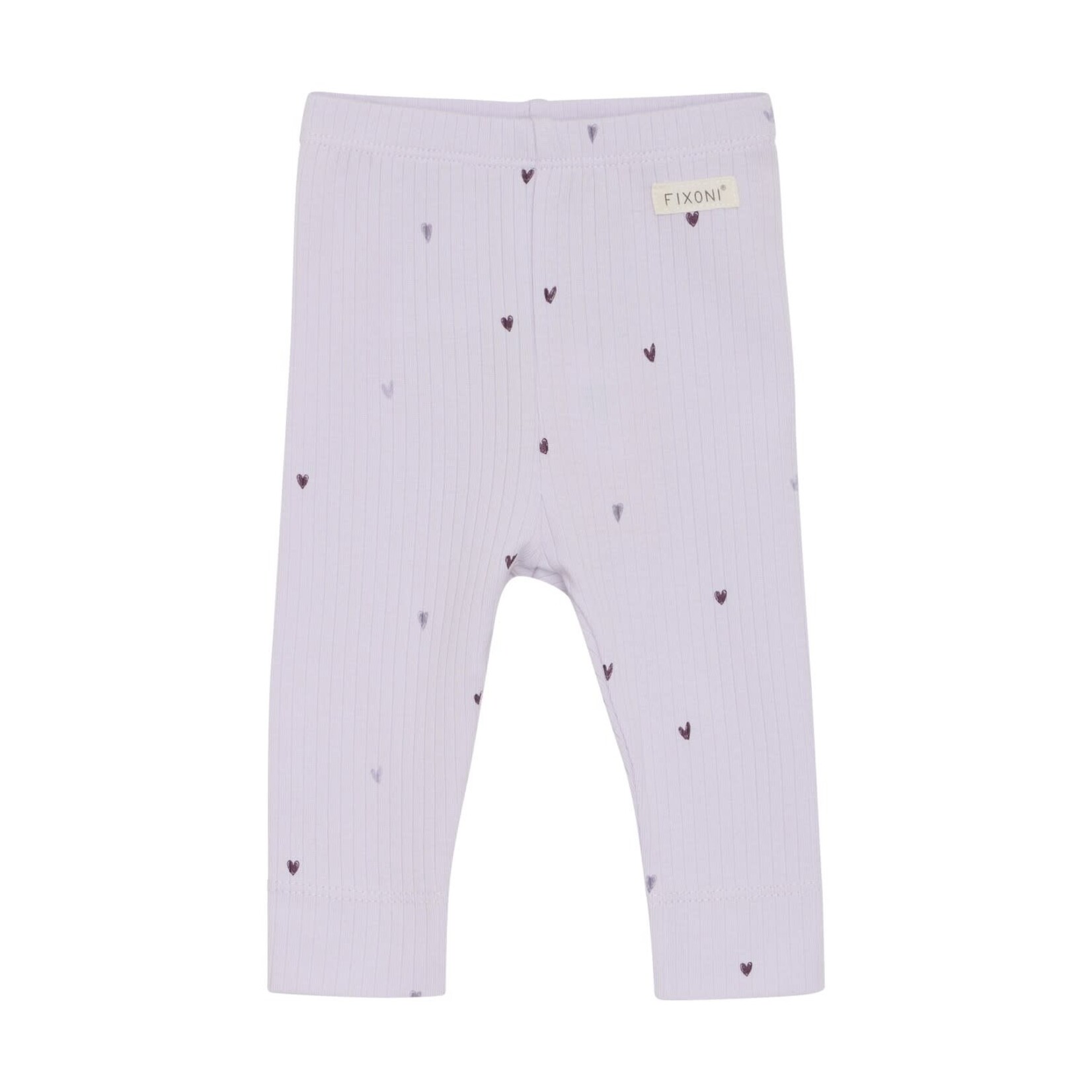 Fixoni FIXONI - Lilac ribbed cotton leggings with mauve heart