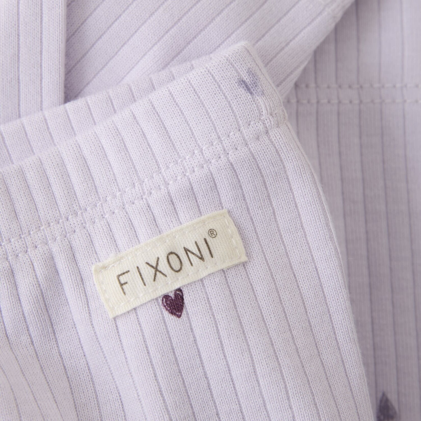 Fixoni FIXONI - Lilac ribbed cotton leggings with mauve heart