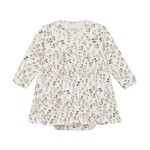 Fixoni FIXONI - Dress with built-in cover-up in cream with pink/mauve flower patterns