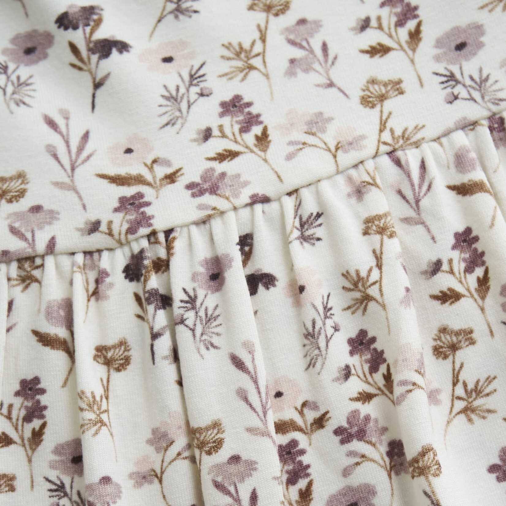 Fixoni FIXONI - Dress with built-in cover-up in cream with pink/mauve flower patterns