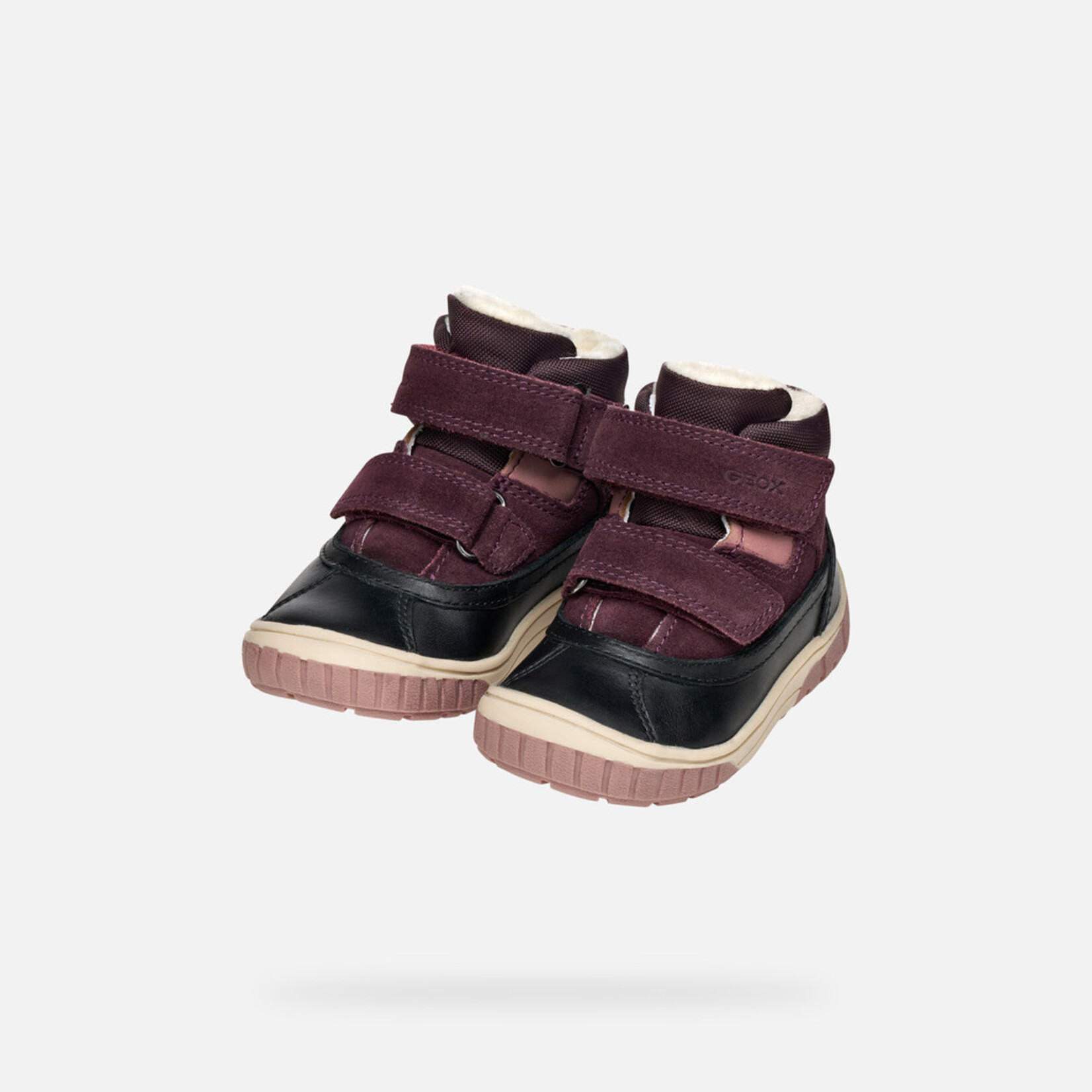 Geox GEOX - Bottes mi-saison avec doublures et imperméables 'Omar - Suède et nylon - Noir/Mauve foncé'