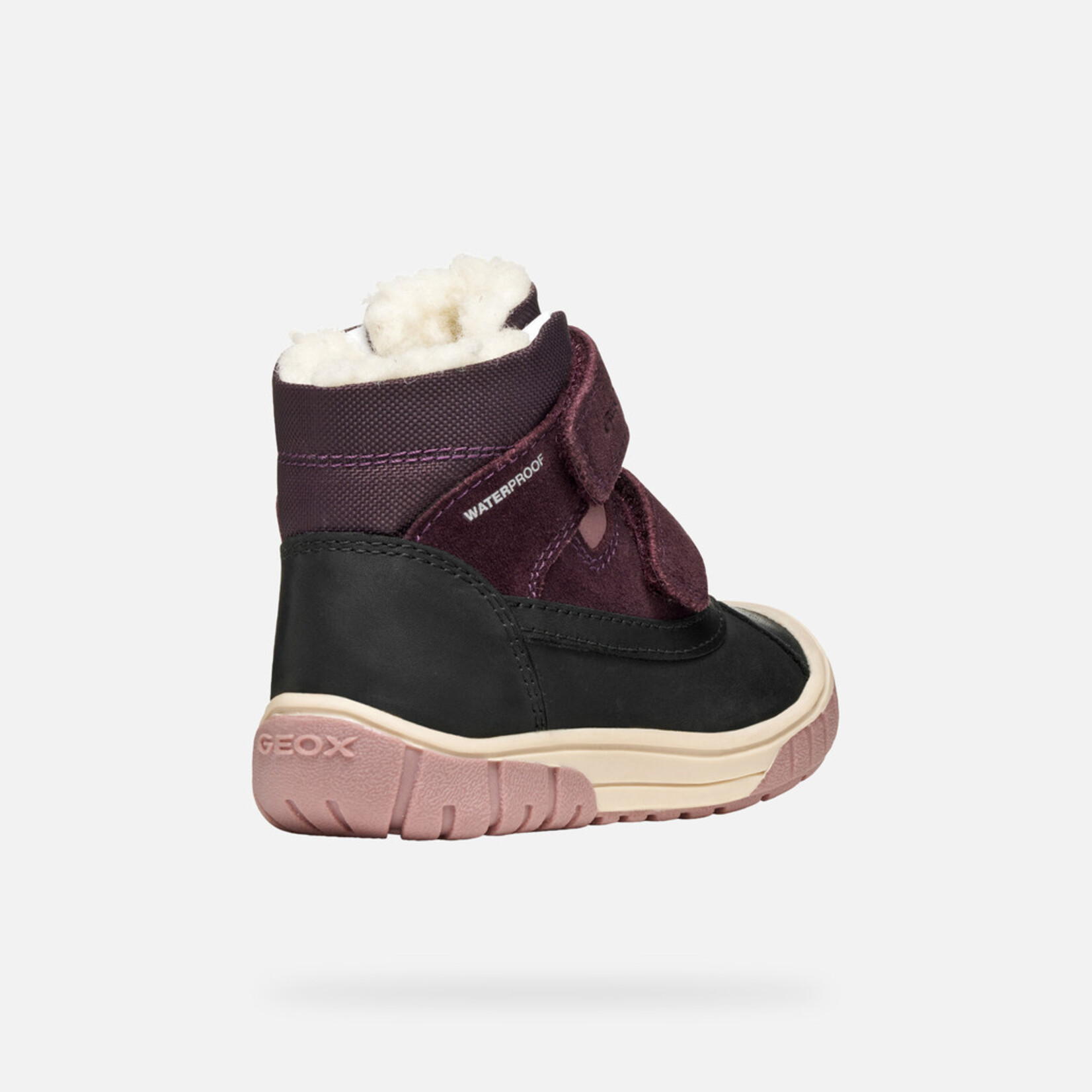 Geox GEOX - Mid-season boots with lining and waterproofs 'Omar - Suede and nylon - Black/Dark mauve'