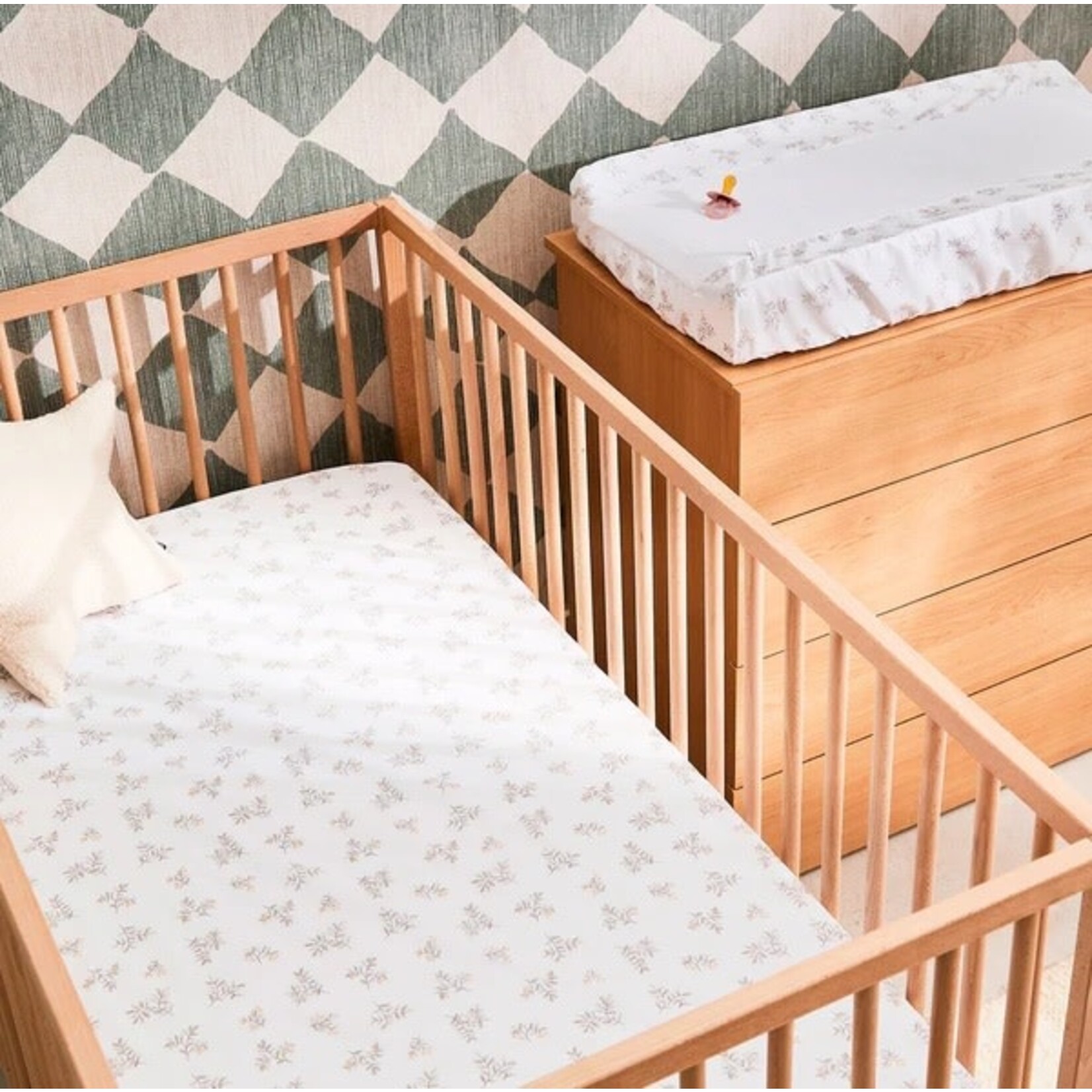 Perlimpinpin PERLIMPINPIN - Cotton fitted sheet - 'Leaves'