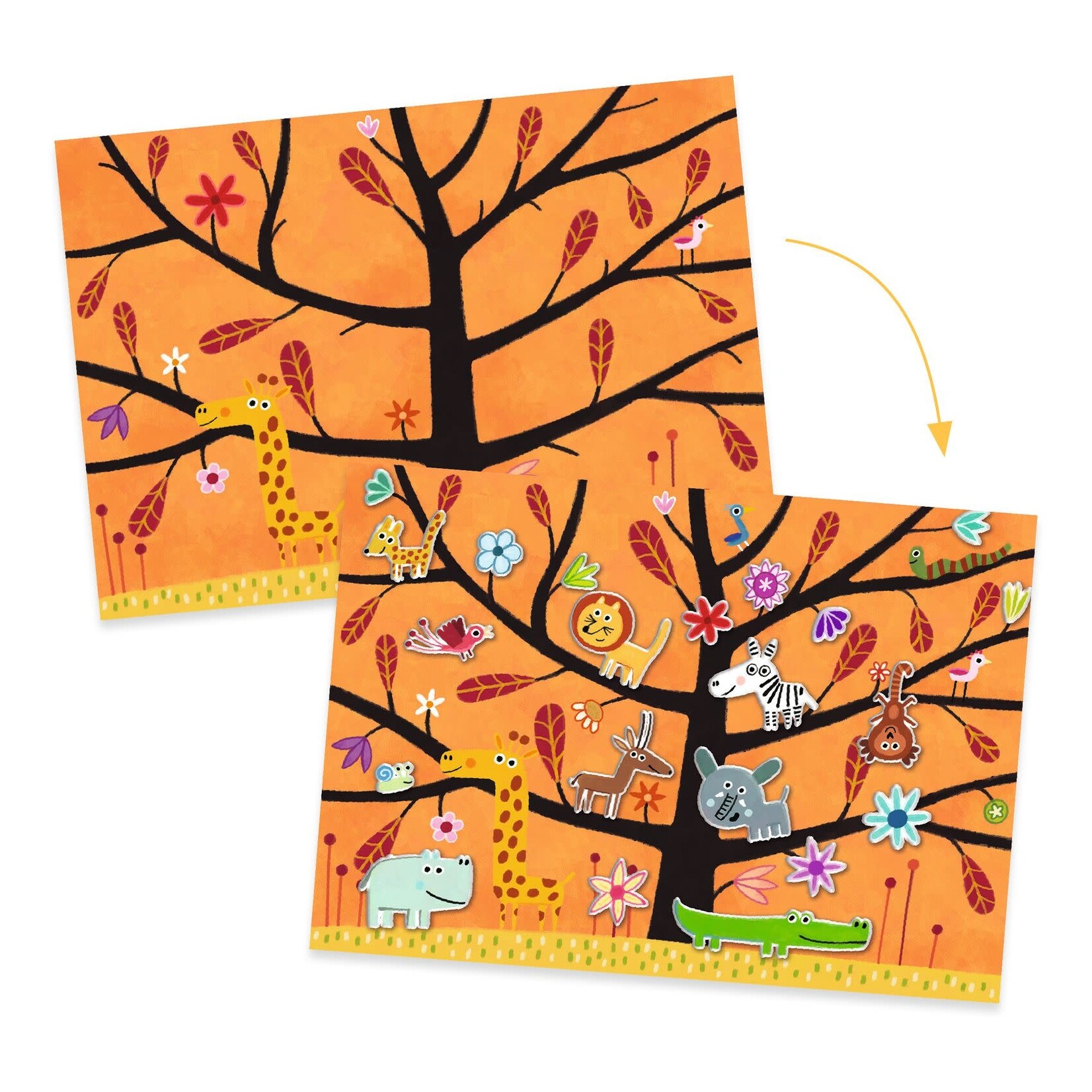 Djeco DJECO - 30 removable puffy stickers 'Off-ground tag!'
