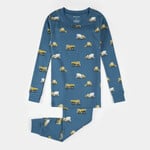 Petit Lem PETIT LEM - Construction Truck Print on Cobalt Blue Pajama Set