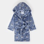 Petit Lem PETIT LEM - Robe de chambre en peluche bleu à imprimé de dalmatiens