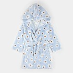 Petit Lem PETIT LEM - Robe de chambre en peluche bleu pâle à imprimé de marguerites
