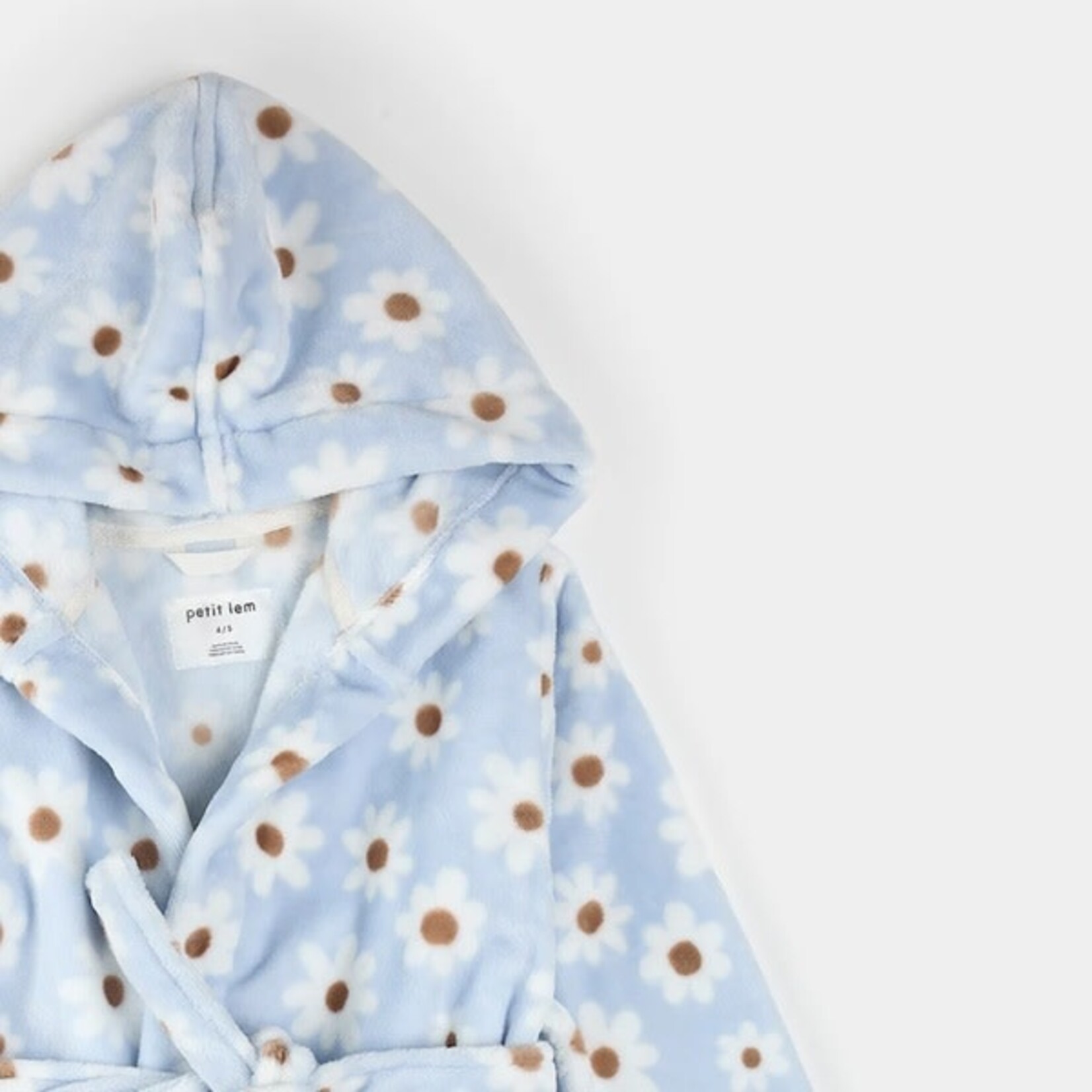Petit Lem PETIT LEM - Daisy Print Light Blue Plush Robe