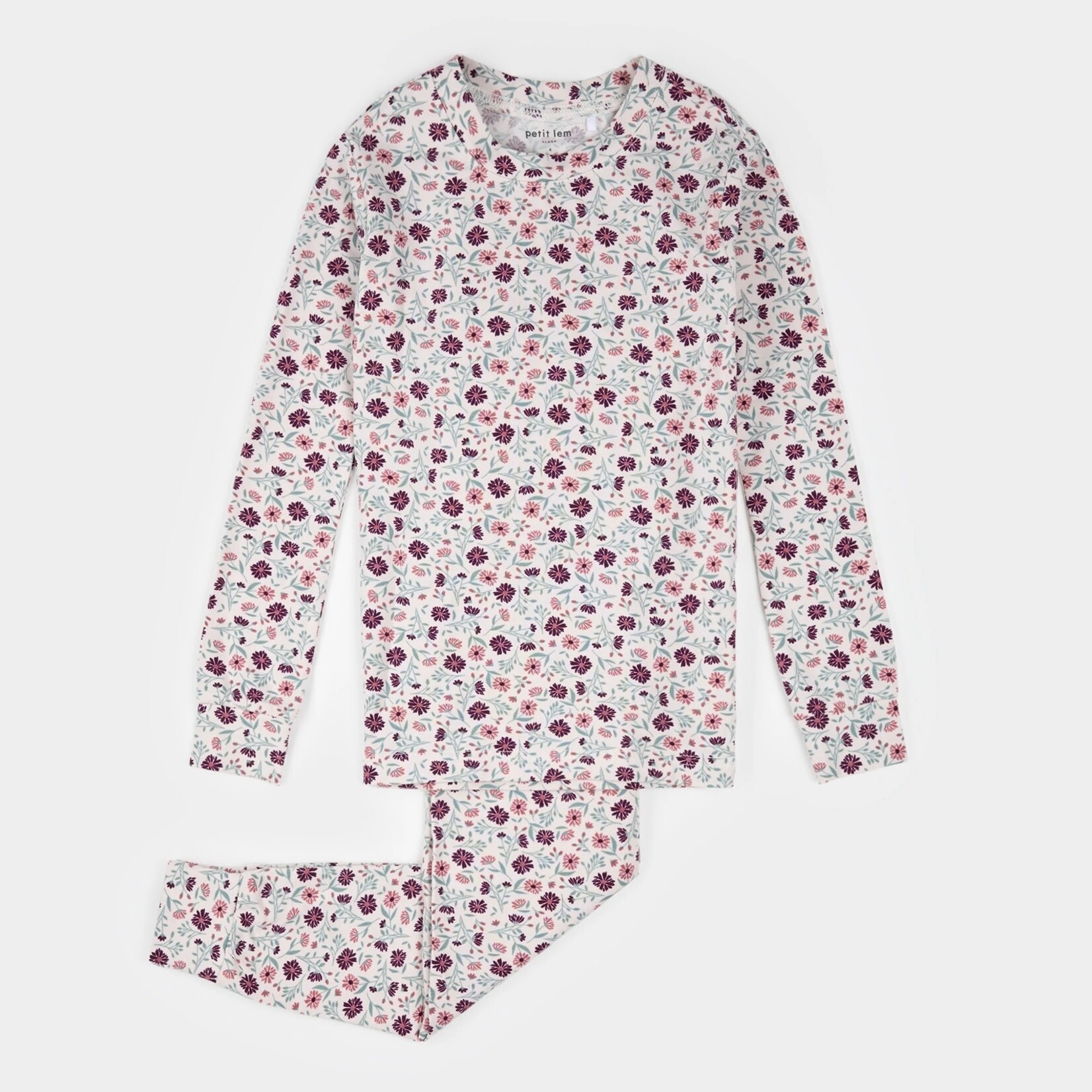 Petit Lem PETIT LEM - Beige modal jersey pajama set with poppy floral print (2 pcs.)
