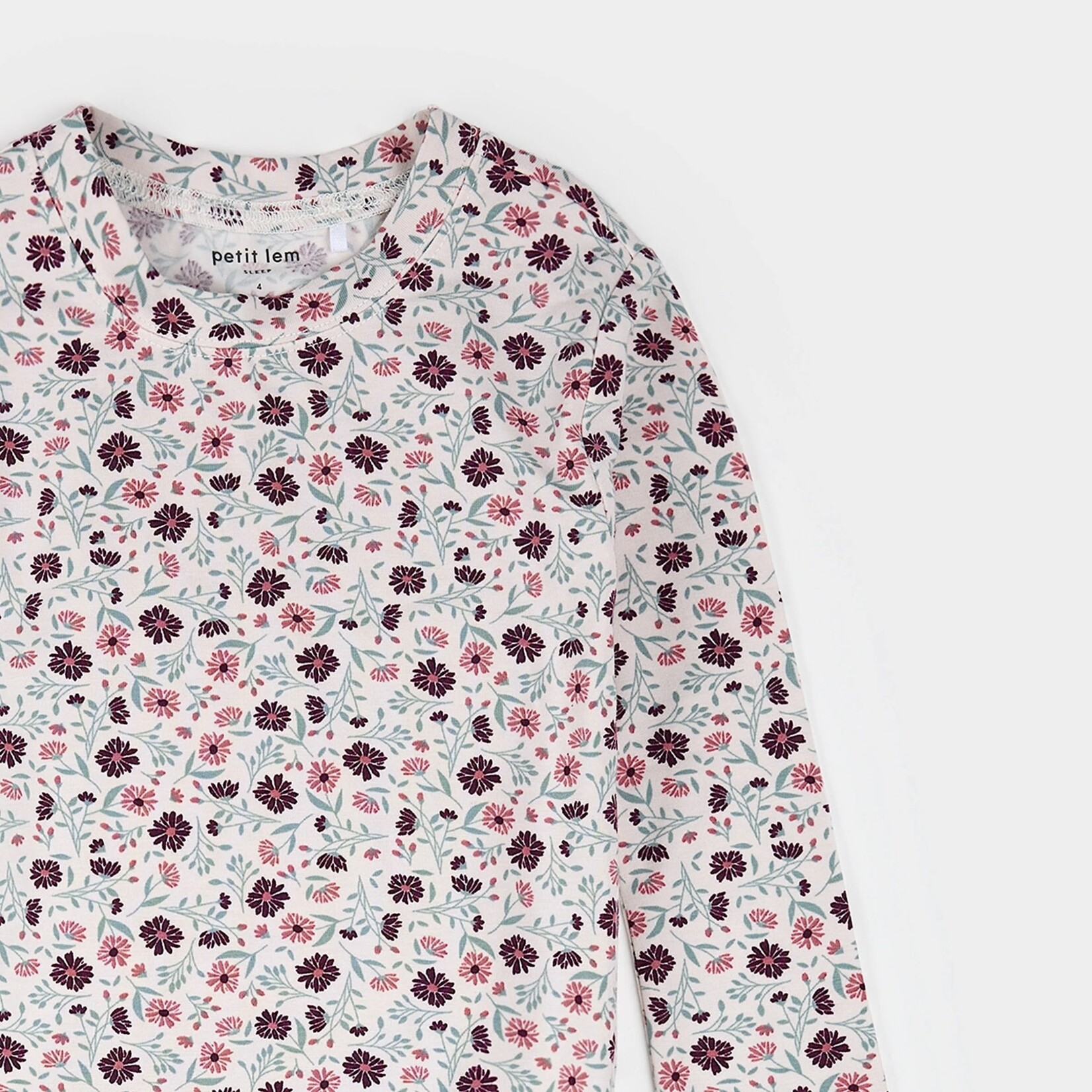 Petit Lem PETIT LEM - Beige modal jersey pajama set with poppy floral print (2 pcs.)