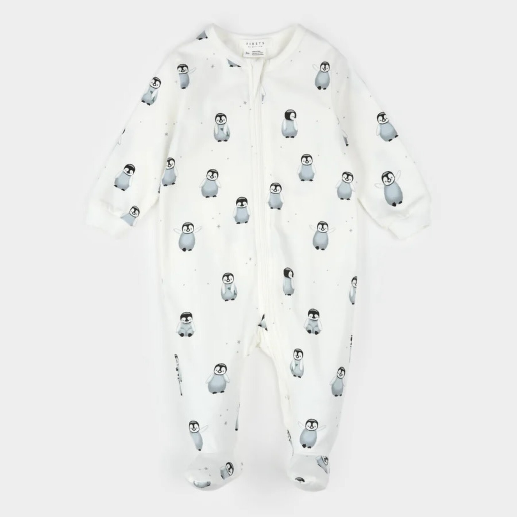 Petit Lem PETIT LEM - Pyjama blanc cassé à imprimé bébé pingouin