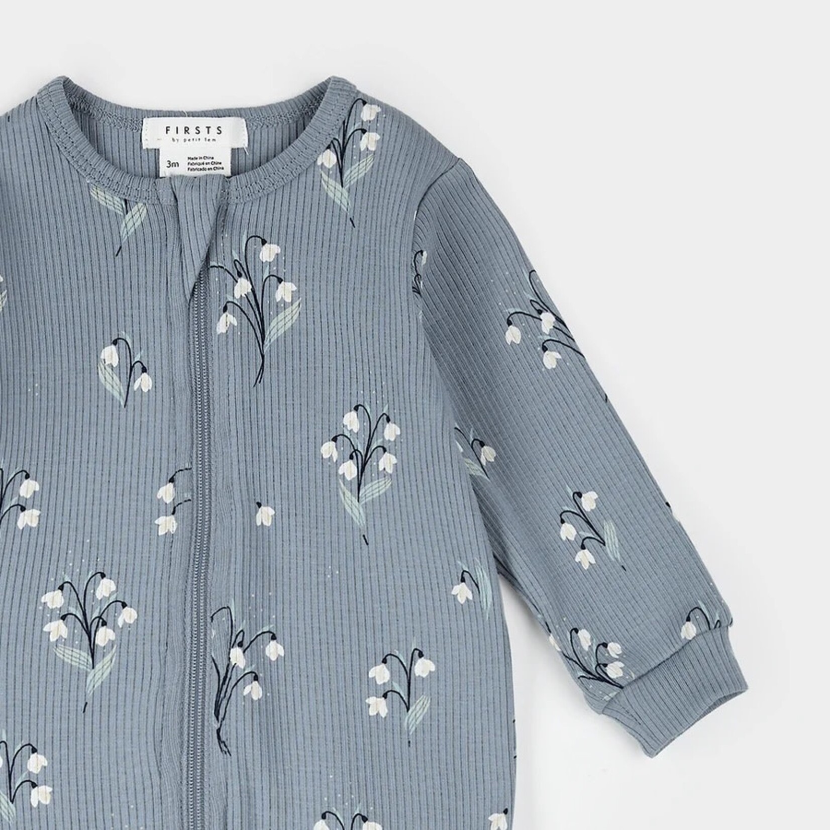 Petit Lem PETIT LEM - Pyjama bleu gris à imprimé perce-neige